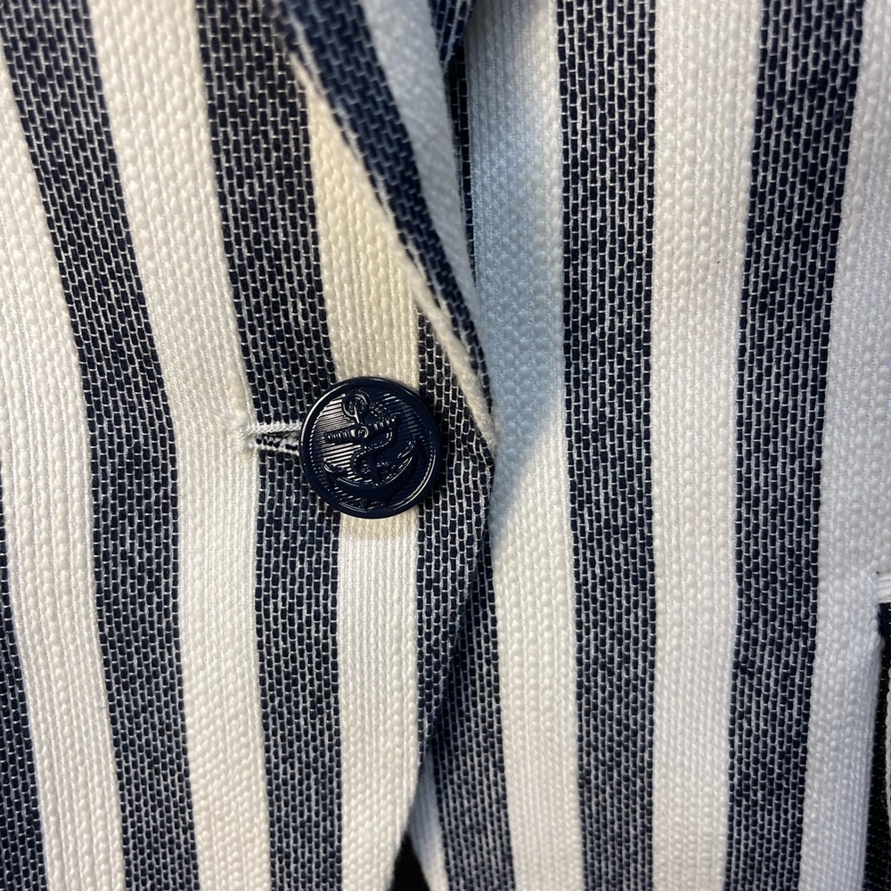 LOFT Nautical Navy and White Striped Women's Blazer - Picture 2 of 8